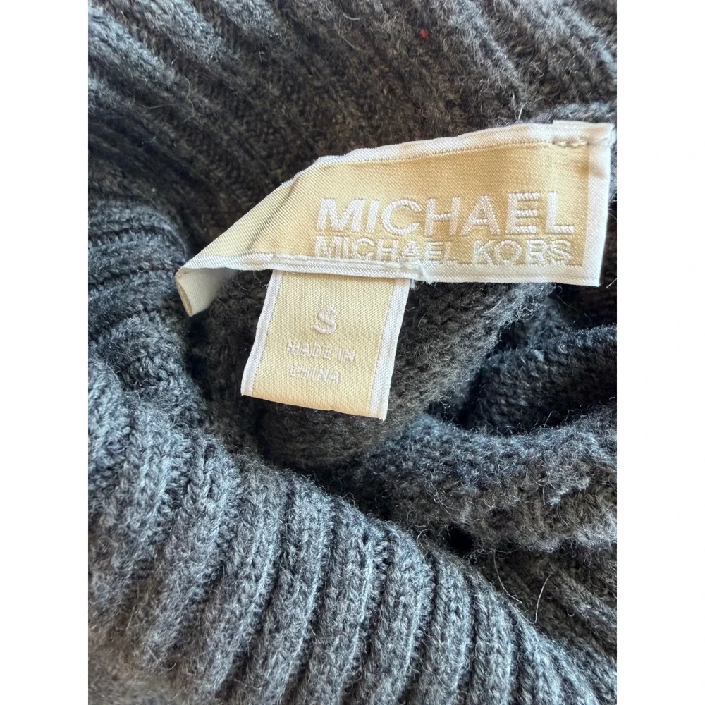 Michael Kors Womens Gray Turtleneck Sweater Wool Blend Split Hem Size Small